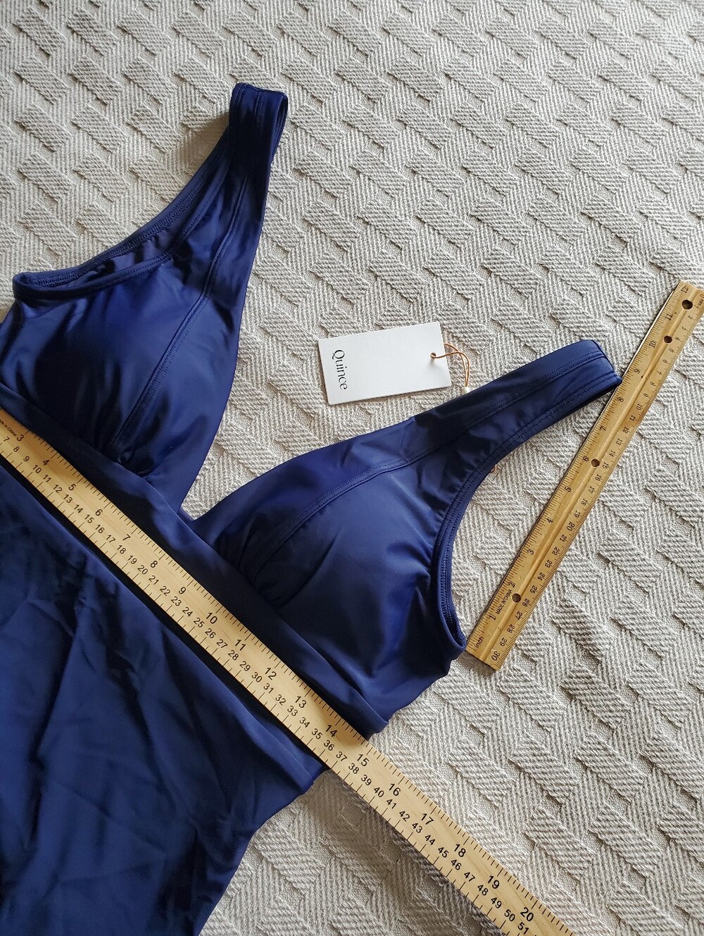 NWT Quince Italian Plunge One Piece Swimsuit Navy Blue - Picture 4 of 11